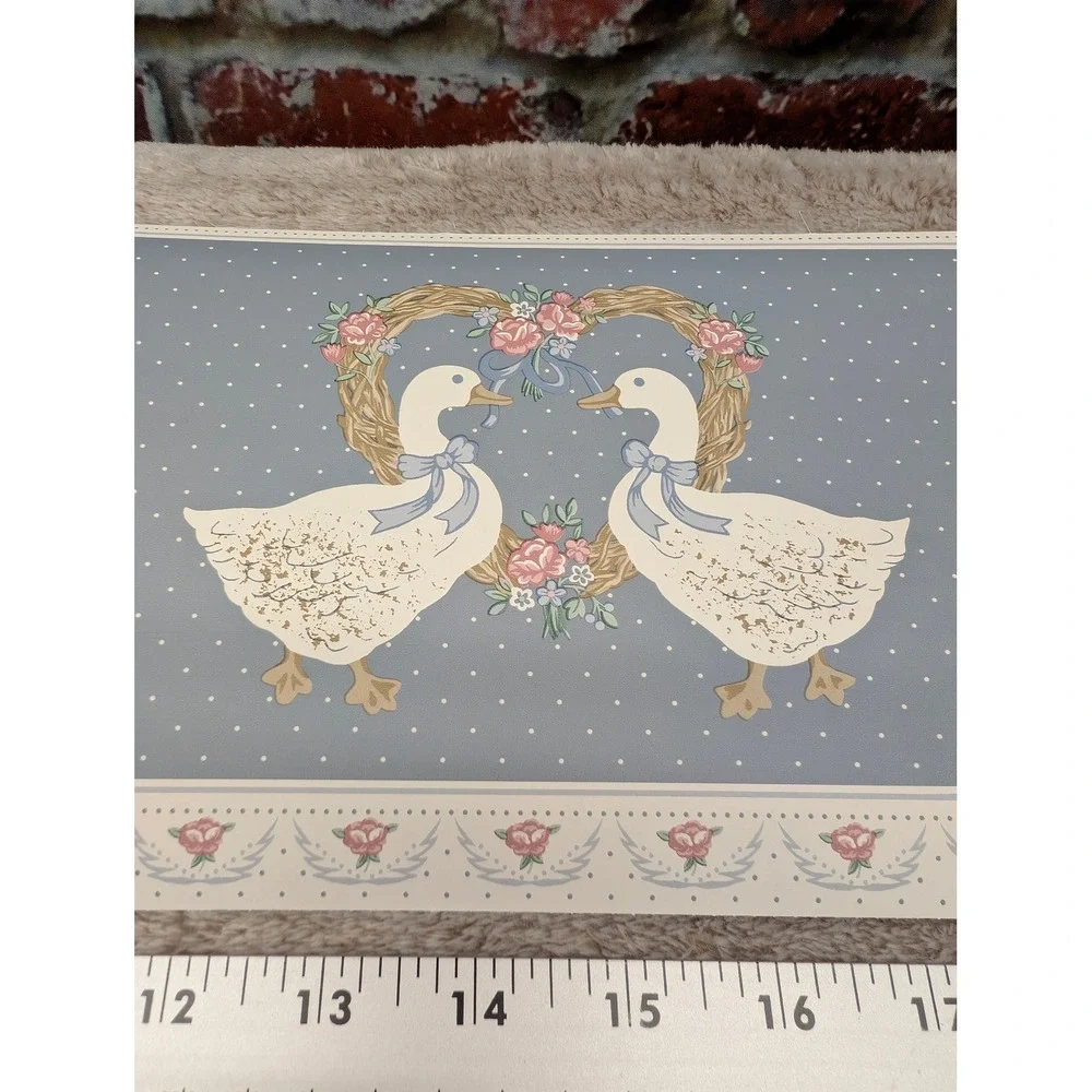 Vintage Borden Country Geese Wallpaper Border Blue Polka Dot Floral 2 Rolls